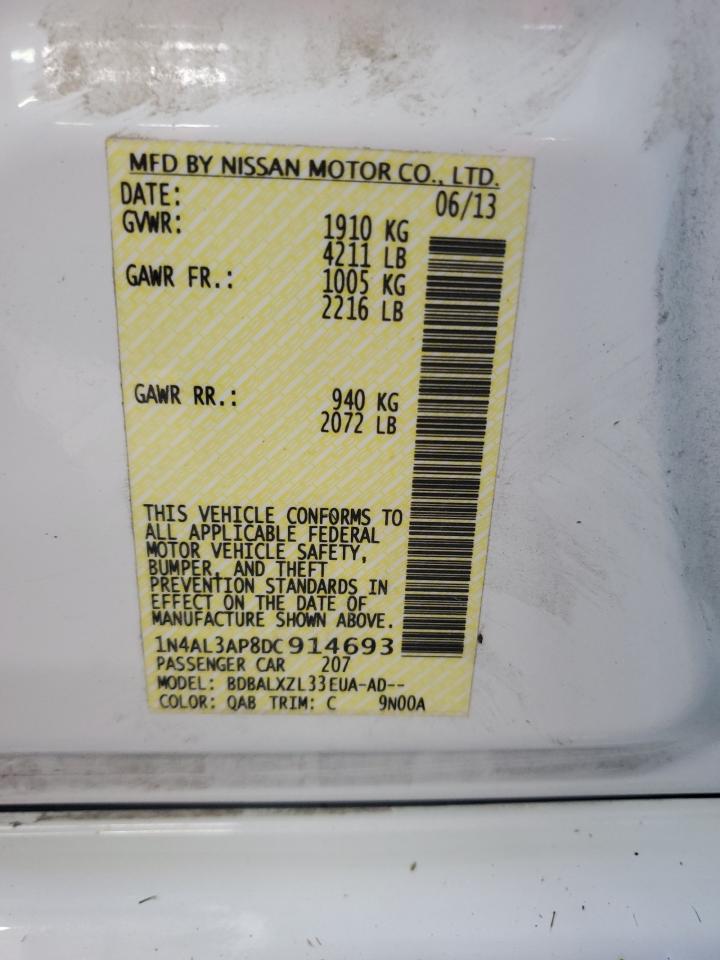 2013 Nissan Altima 2.5 VIN: 1N4AL3AP8DC914693 Lot: 69039424