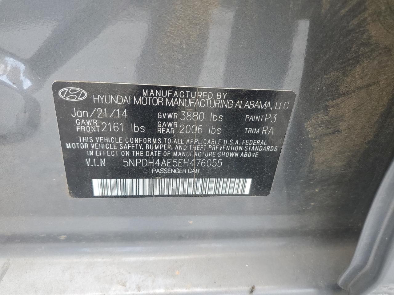 5NPDH4AE5EH476055 2014 Hyundai Elantra Se