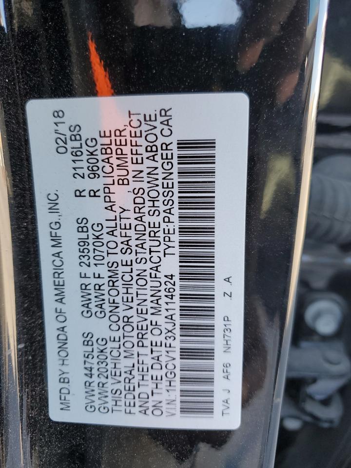 1HGCV1F3XJA114624 2018 Honda Accord Sport