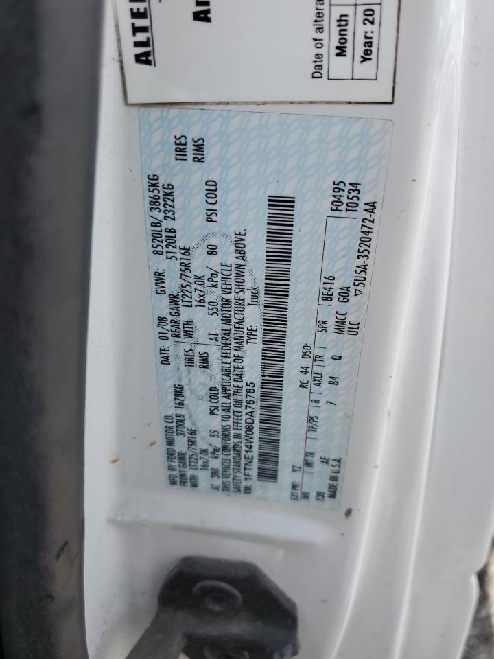 2008 Ford Econoline E150 Van VIN: 1FTNE14W08DA76785 Lot: 67249434