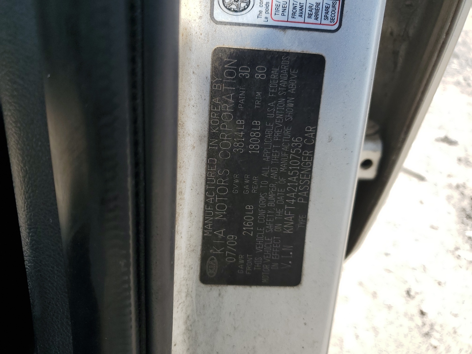 KNAFT4A21A5107536 2010 Kia Forte Lx