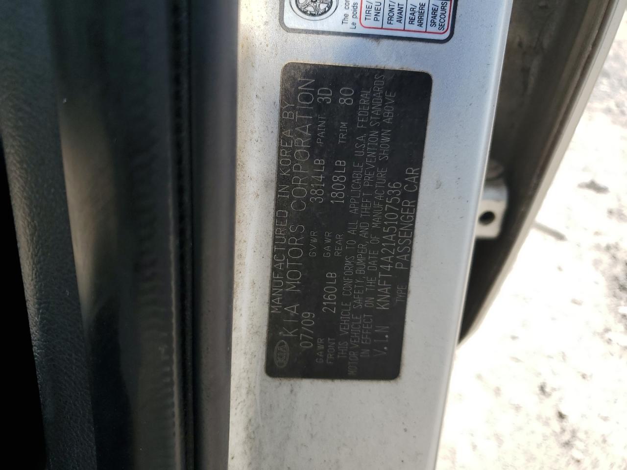 2010 Kia Forte Lx VIN: KNAFT4A21A5107536 Lot: 65783854