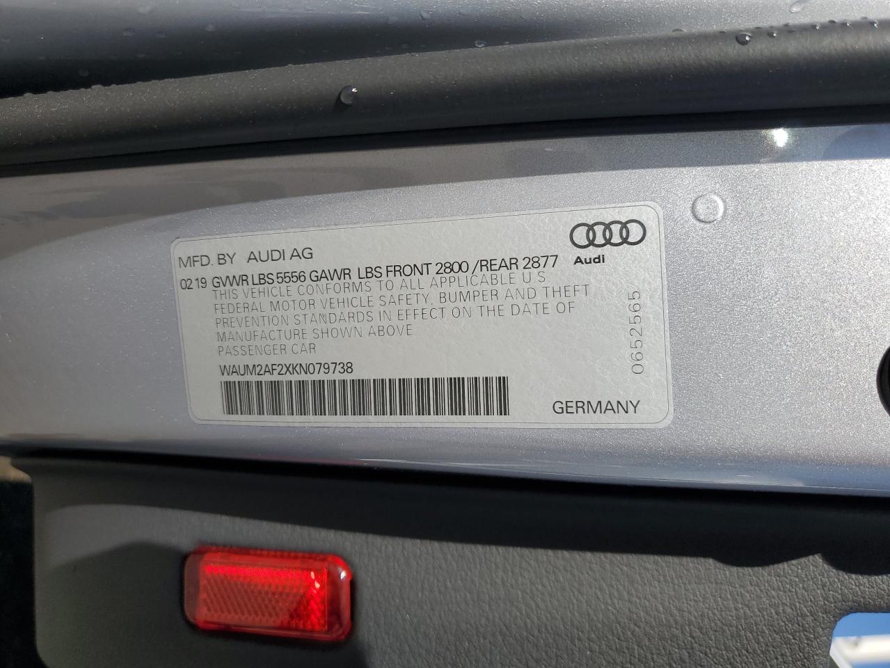 WAUM2AF2XKN079738 2019 Audi A6 Prestige