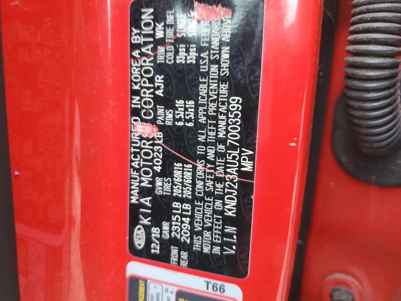 2020 Kia Soul Lx VIN: KNDJ23AU5L7003599 Lot: 68505814