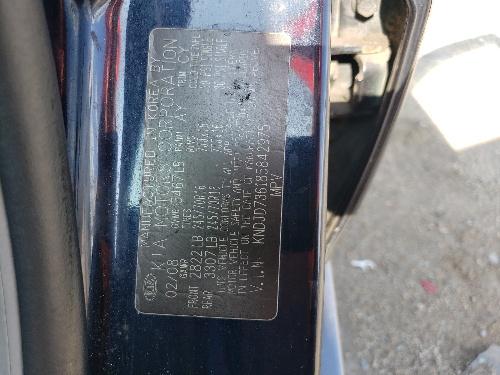 KNDJD736185842975 2008 Kia Sorento Ex