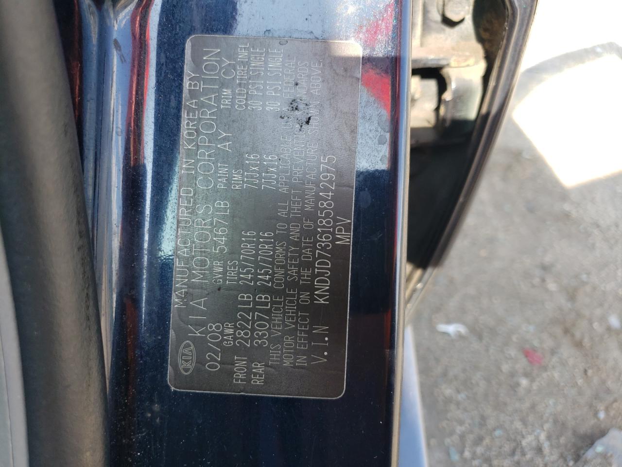 2008 Kia Sorento Ex VIN: KNDJD736185842975 Lot: 68055354