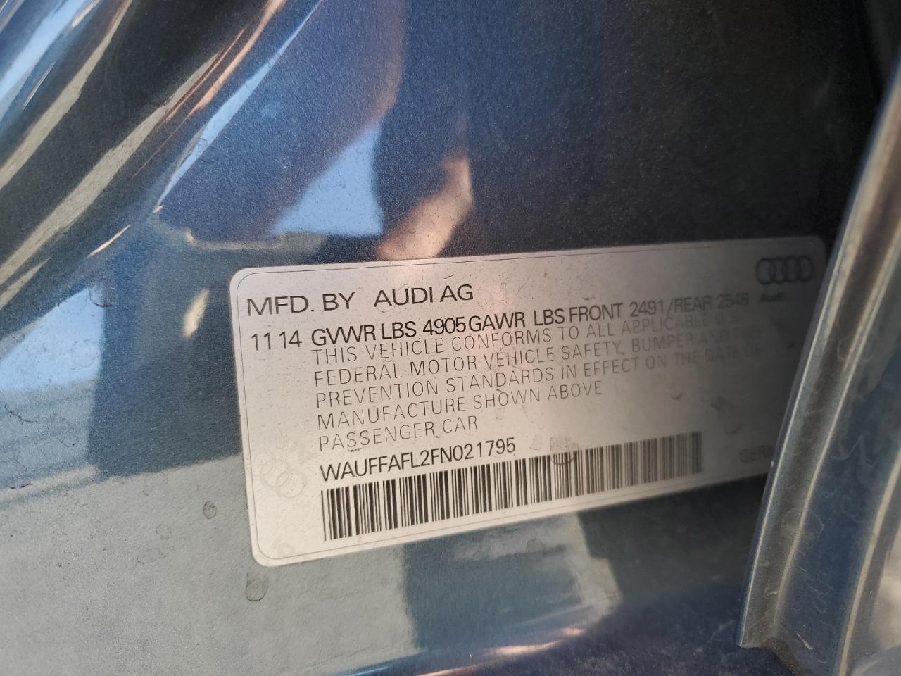 2015 Audi A4 Premium Plus VIN: WAUFFAFL2FN021795 Lot: 64551994