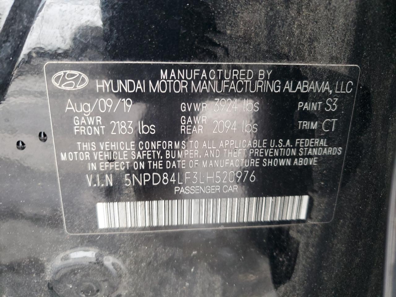 2020 Hyundai Elantra Sel VIN: 5NPD84LF3LH520976 Lot: 65855154