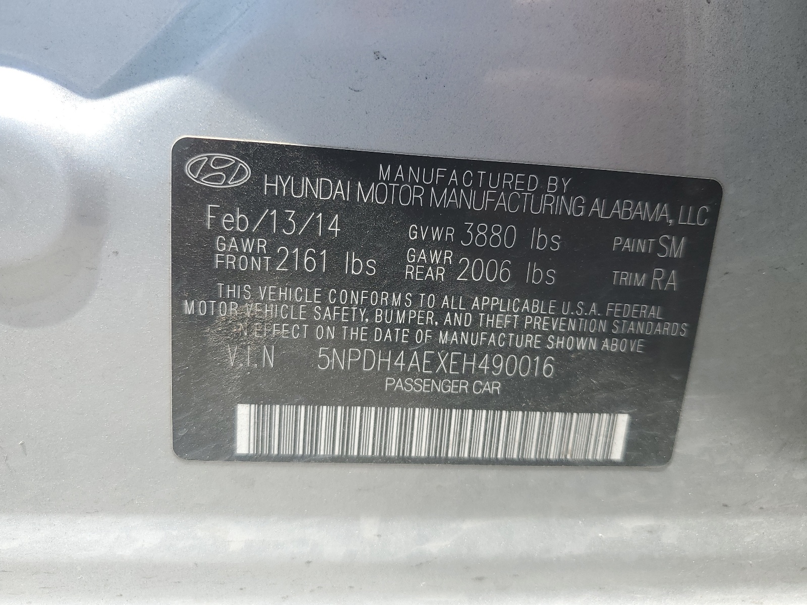5NPDH4AEXEH490016 2014 Hyundai Elantra Se