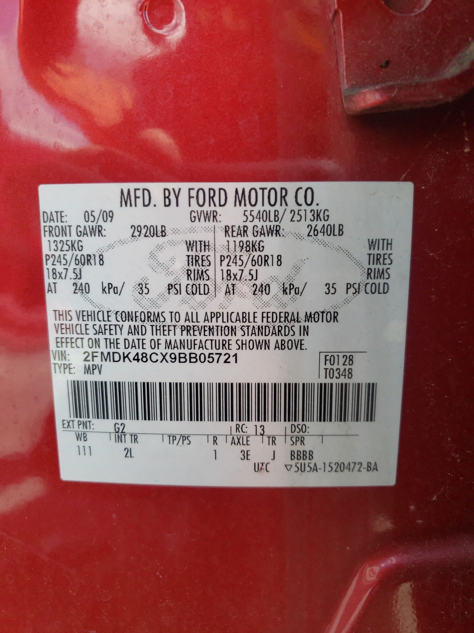 2FMDK48CX9BB05721 2009 Ford Edge Sel