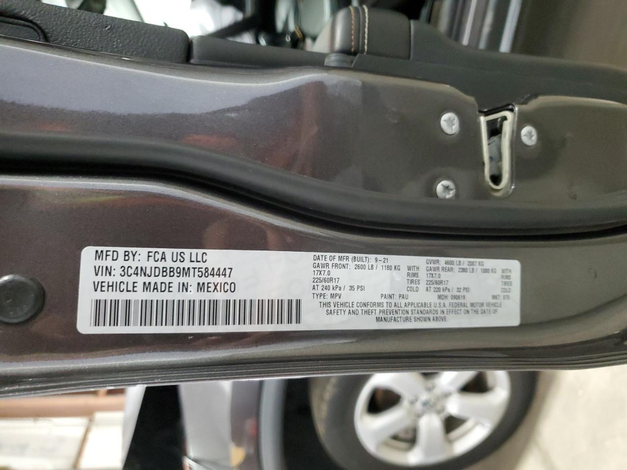 2021 Jeep Compass Latitude VIN: 3C4NJDBB9MT584447 Lot: 67466804