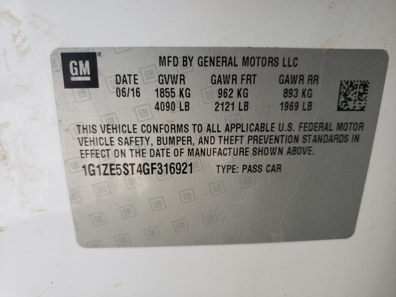 1G1ZE5ST4GF316921 2016 CHEVROLET MALIBU - Image 13