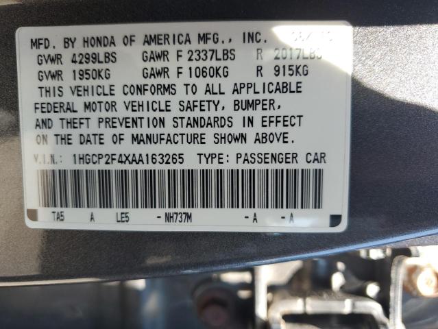 1HGCP2F4XAA163265 | 2010 Honda accord lxp