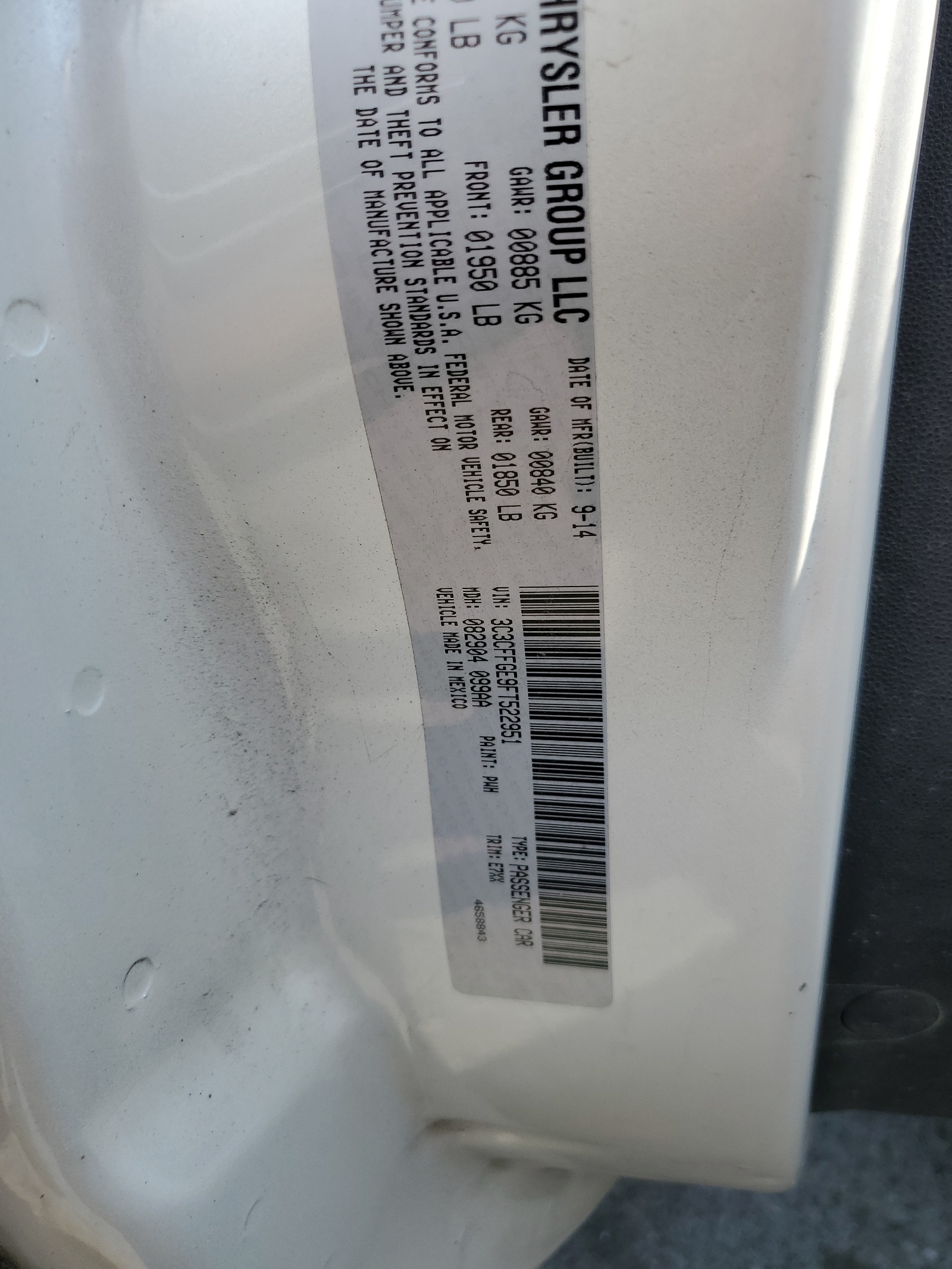 3C3CFFGE9FT522951 2015 Fiat 500 Electric