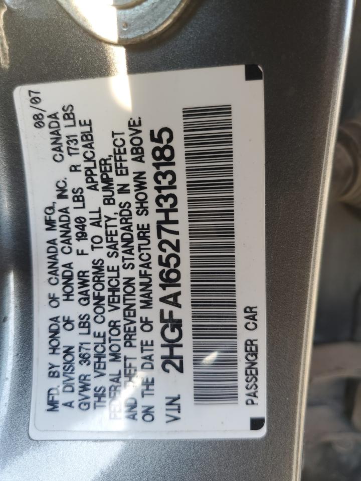 2HGFA16527H313185 2007 Honda Civic Lx