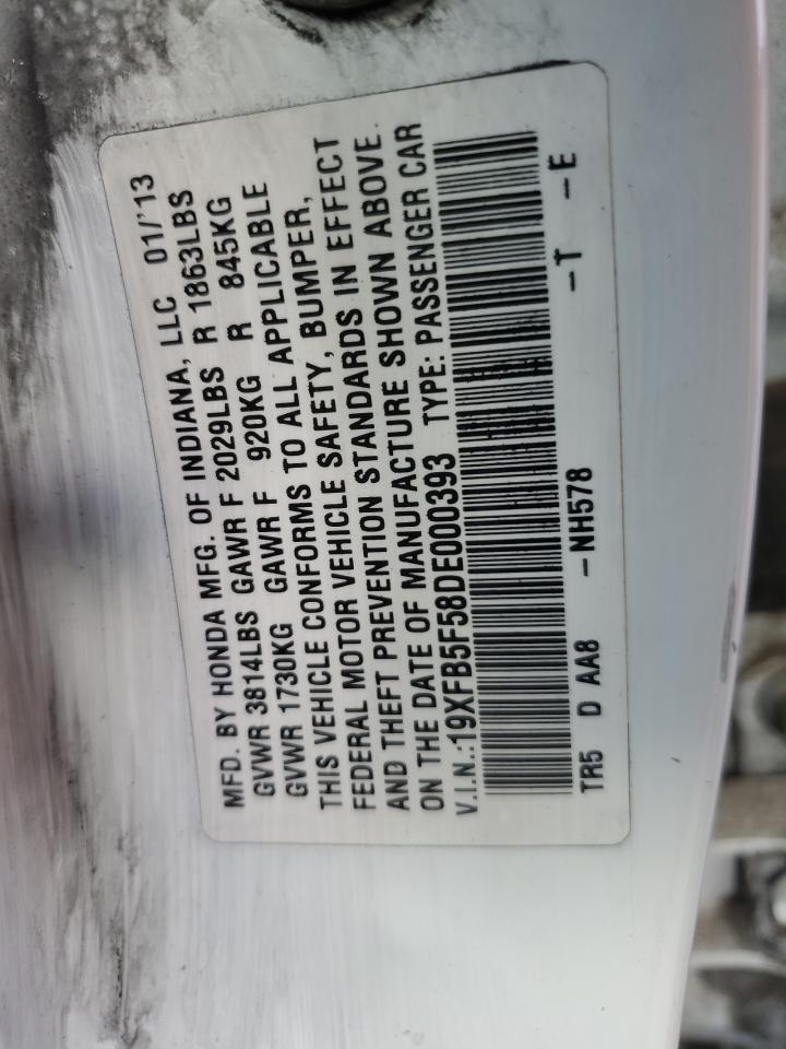 19XFB5F58DE000393 2013 Honda Civic Natural Gas