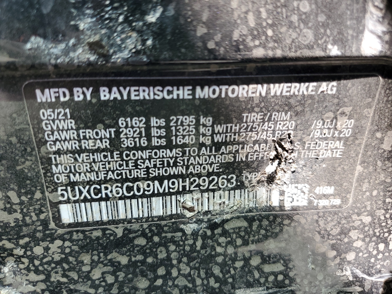 5UXCR6C09M9H29263 2021 BMW X5 xDrive40I