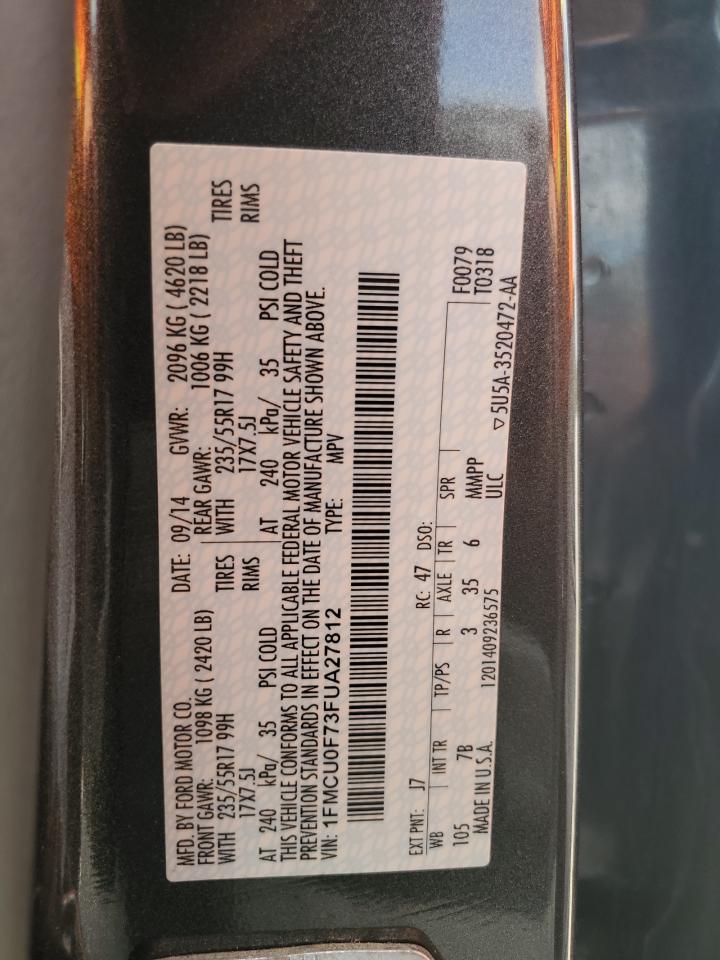 2015 Ford Escape S VIN: 1FMCU0F73FUA27812 Lot: 66816654