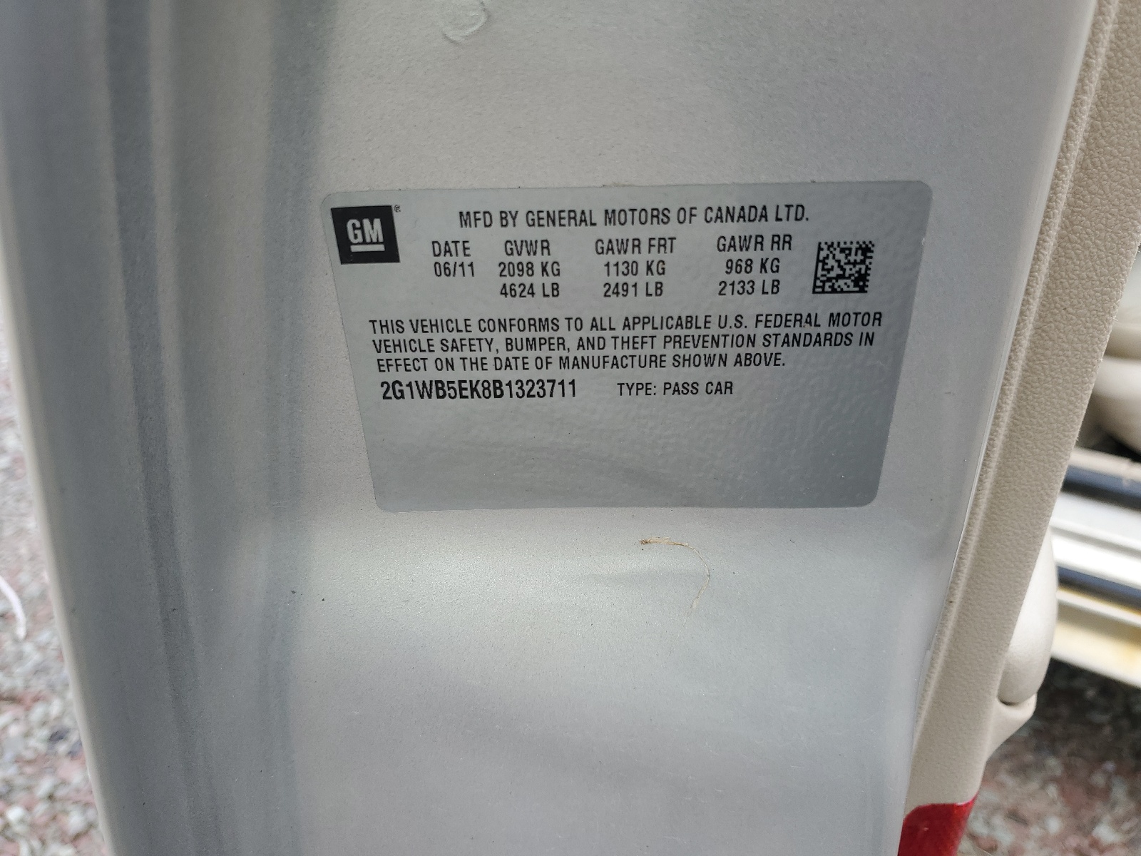 2G1WB5EK8B1323711 2011 Chevrolet Impala Lt