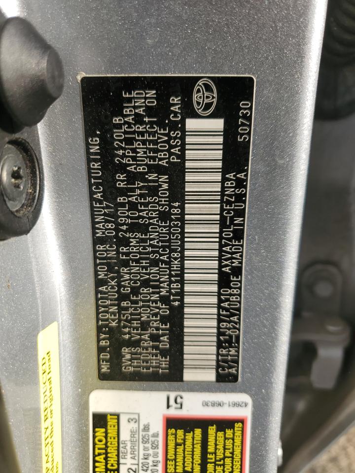 4T1B11HK8JU503184 2018 Toyota Camry L