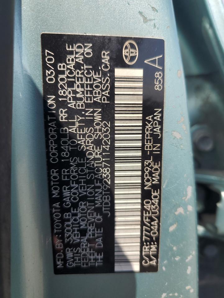 2007 Toyota Yaris VIN: JTDBT923871142032 Lot: 58248015