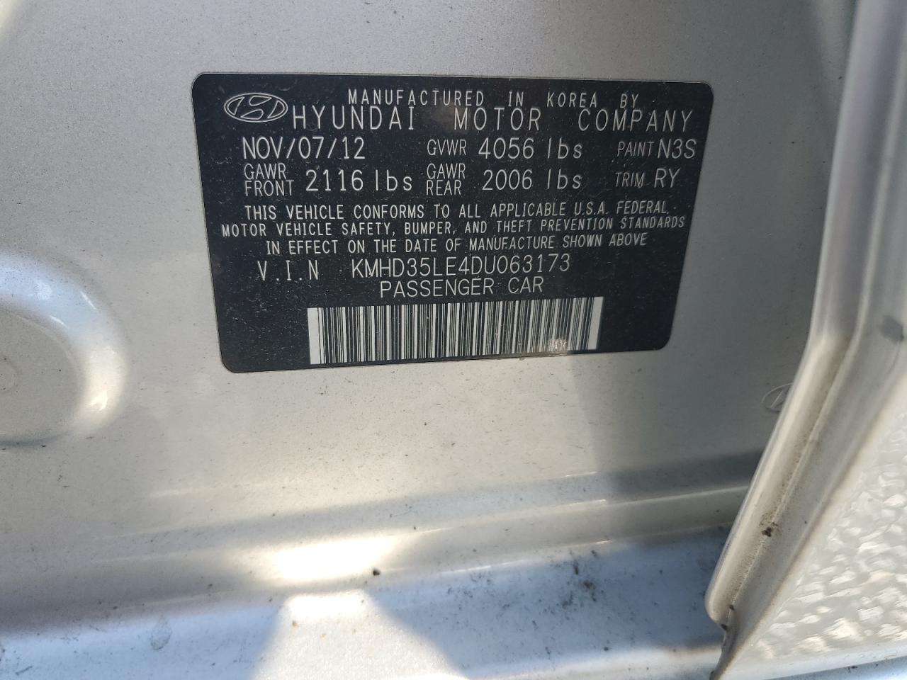 2013 Hyundai Elantra Gt VIN: KMHD35LE4DU063173 Lot: 64498414