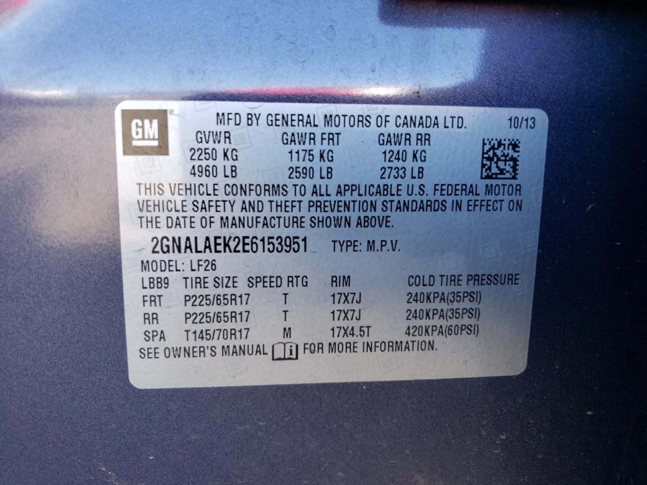 2GNALAEK2E6153951 2014 Chevrolet Equinox Ls