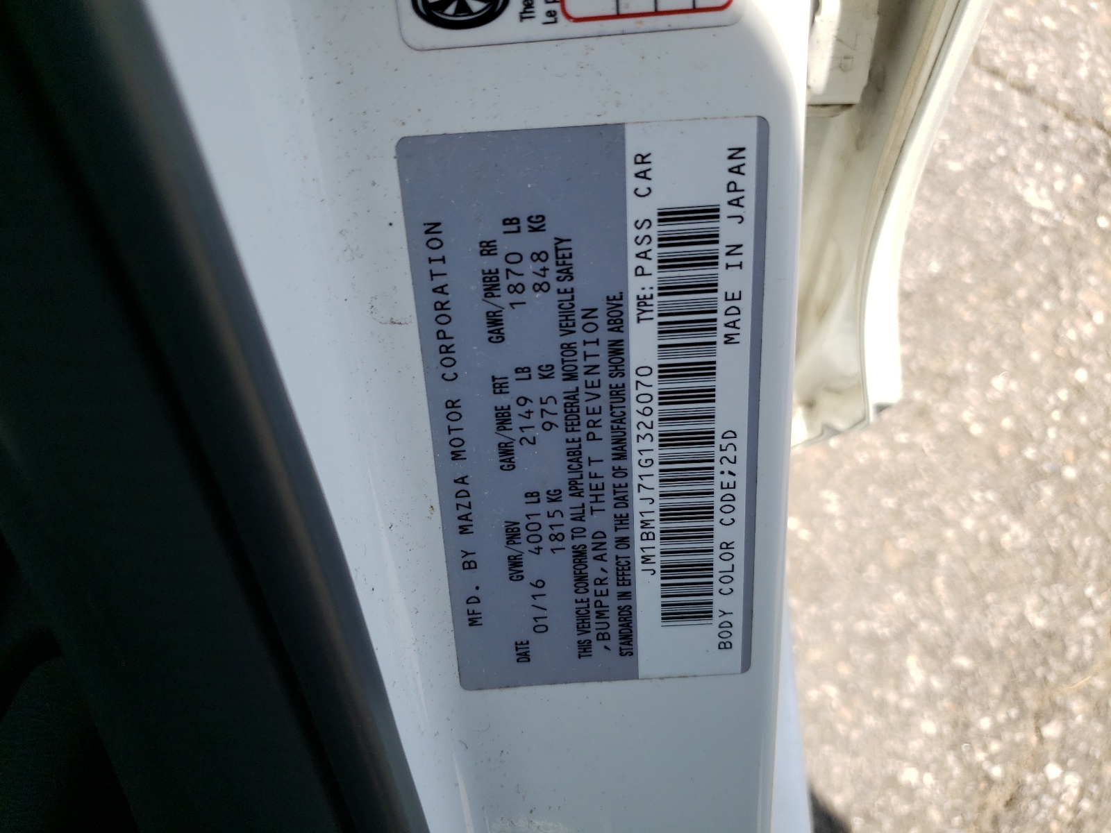 JM1BM1J71G1326070 2016 Mazda 3 Sport