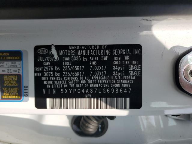 5XYPG4A37LG698647 Kia Sorento L 15