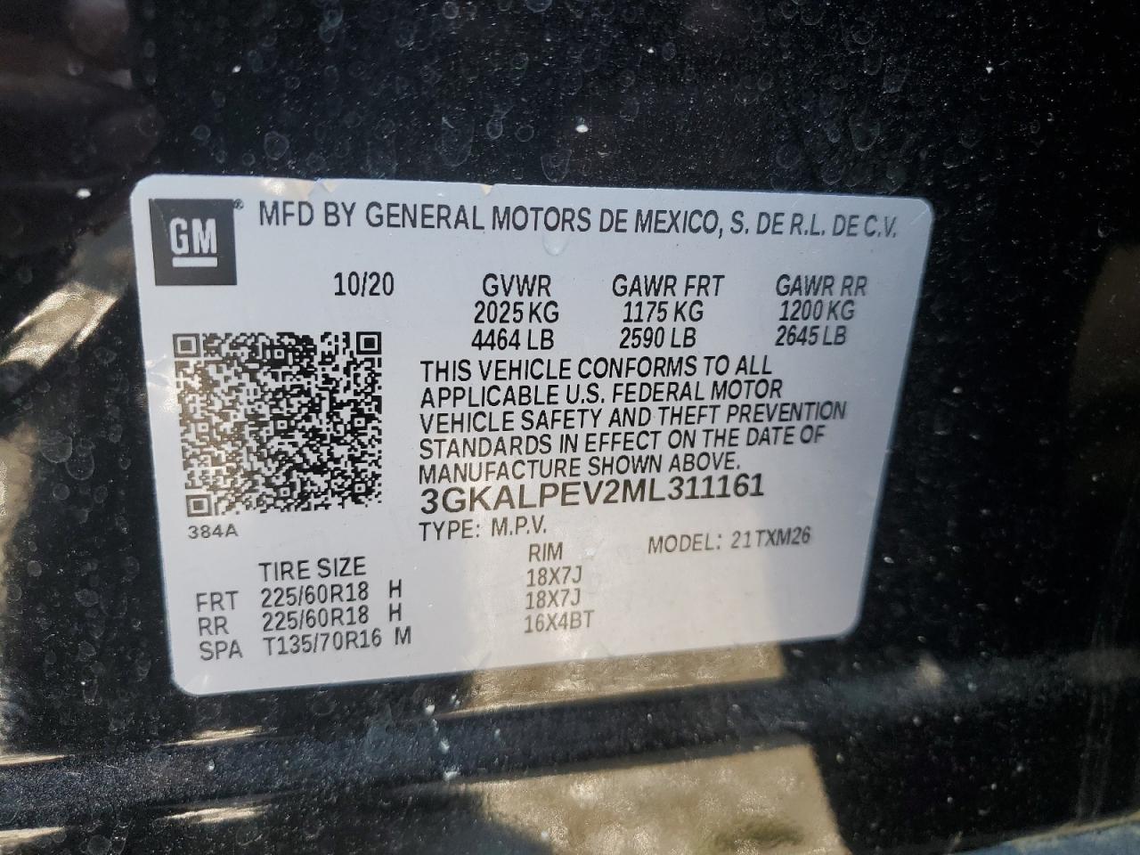 3GKALPEV2ML311161 2021 GMC Terrain Slt