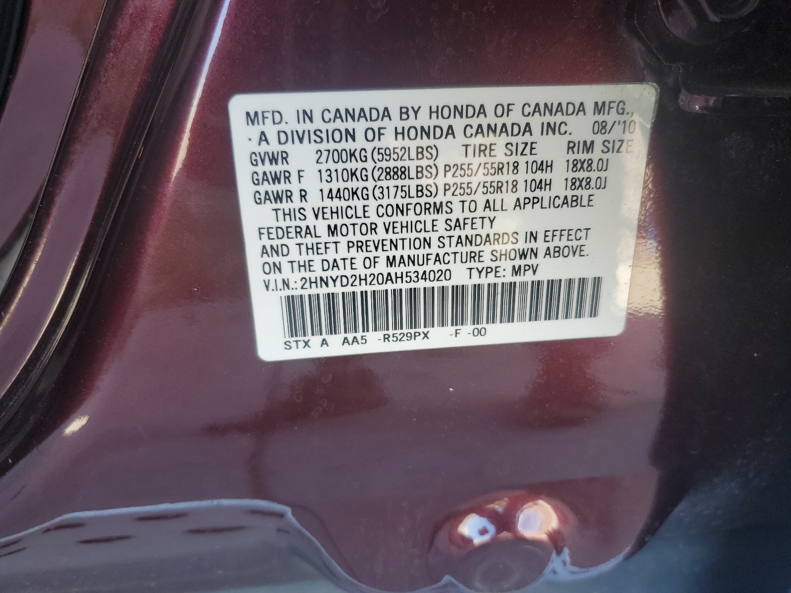 2HNYD2H20AH534020 2010 Acura Mdx