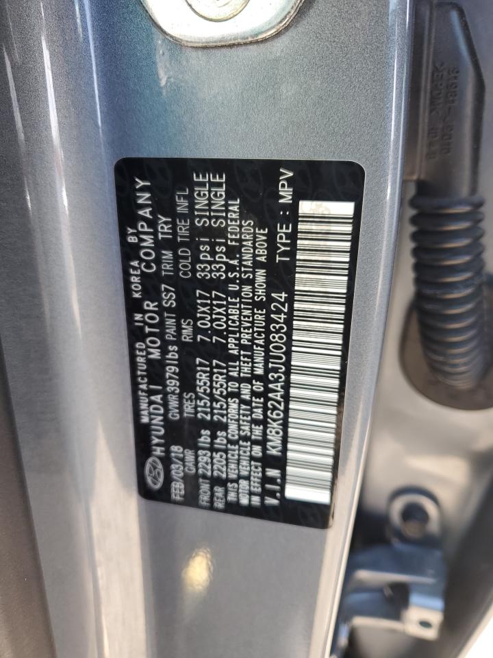 KM8K62AA3JU083424 2018 Hyundai Kona Sel