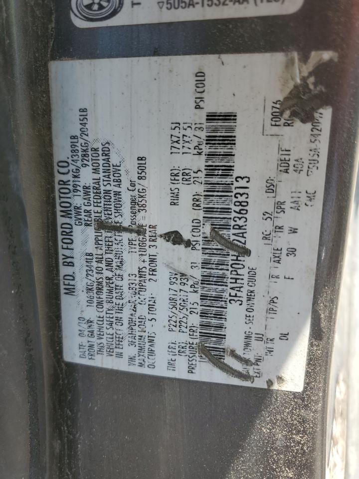 2010 Ford Fusion Se VIN: 3FAHP0HA2AR368313 Lot: 65088415