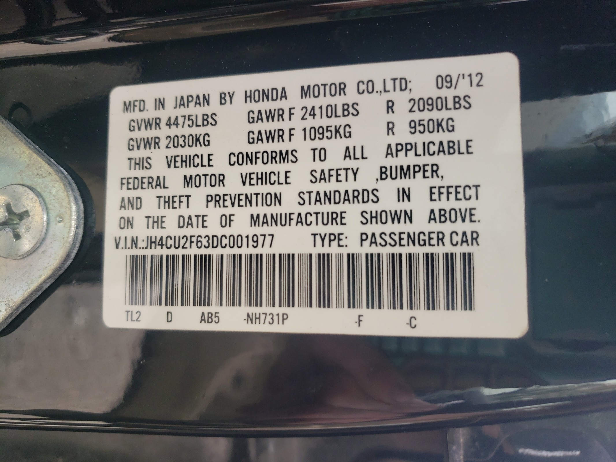 JH4CU2F63DC001977 2013 Acura Tsx Tech