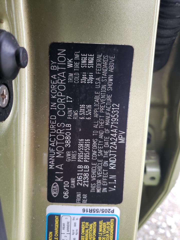 2010 Kia Soul + VIN: KNDJT2A24A7195312 Lot: 67955374