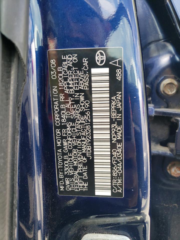 2008 Toyota Yaris VIN: JTDBT923281256190 Lot: 68147584