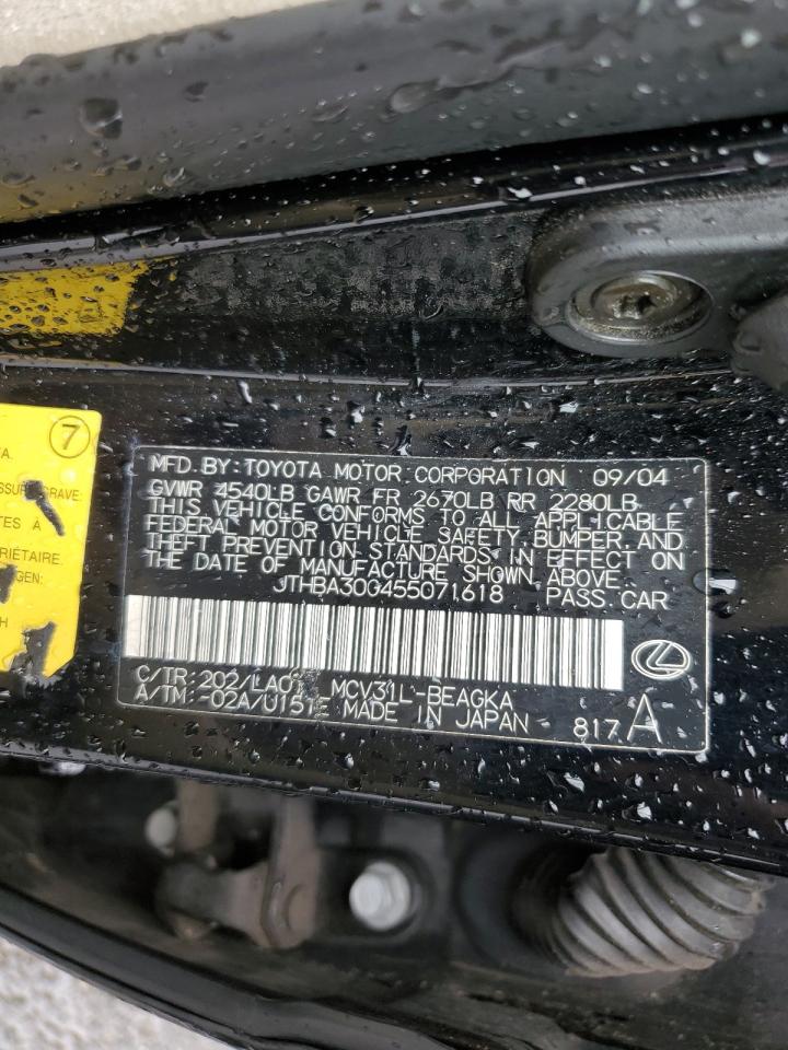 2005 Lexus Es 330 VIN: JTHBA30G455071618 Lot: 66116464