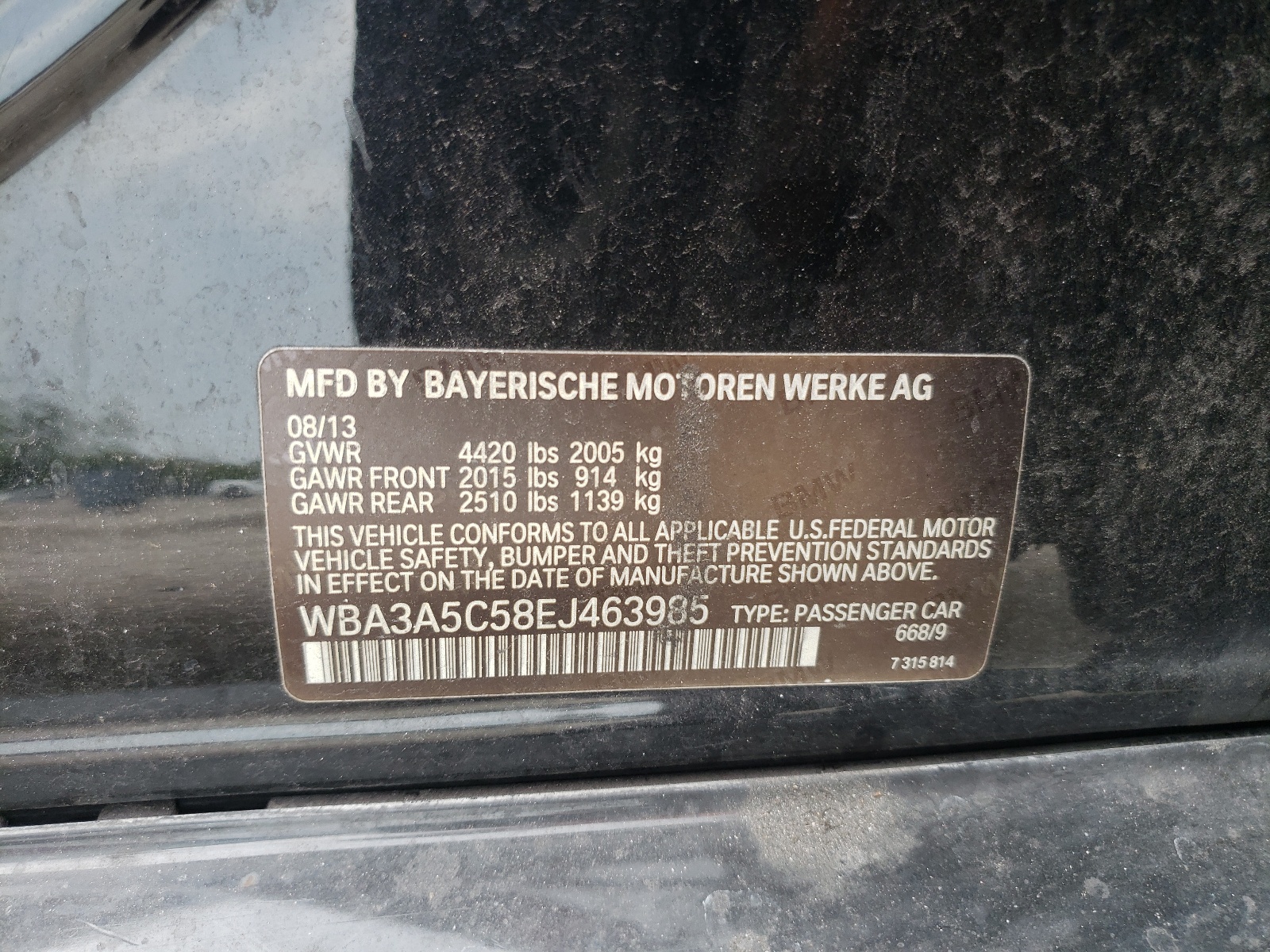 WBA3A5C58EJ463985 2014 BMW 328 I