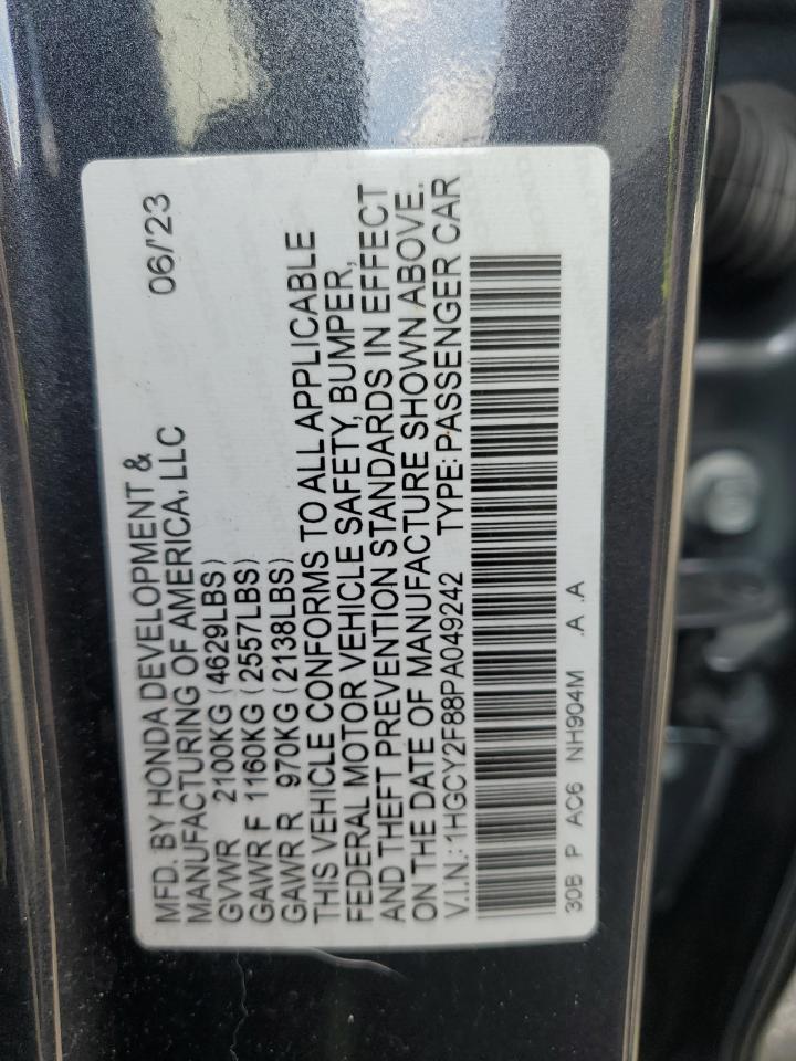 1HGCY2F88PA049242 2023 Honda Accord Touring Hybrid