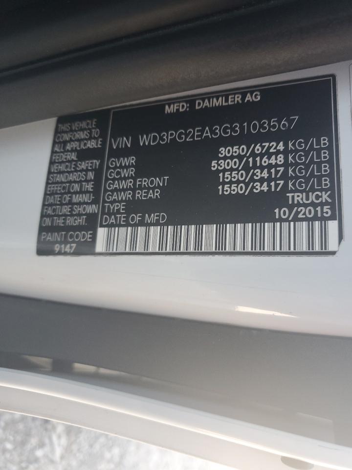 WD3PG2EA3G3103567 2016 Mercedes-Benz Metris