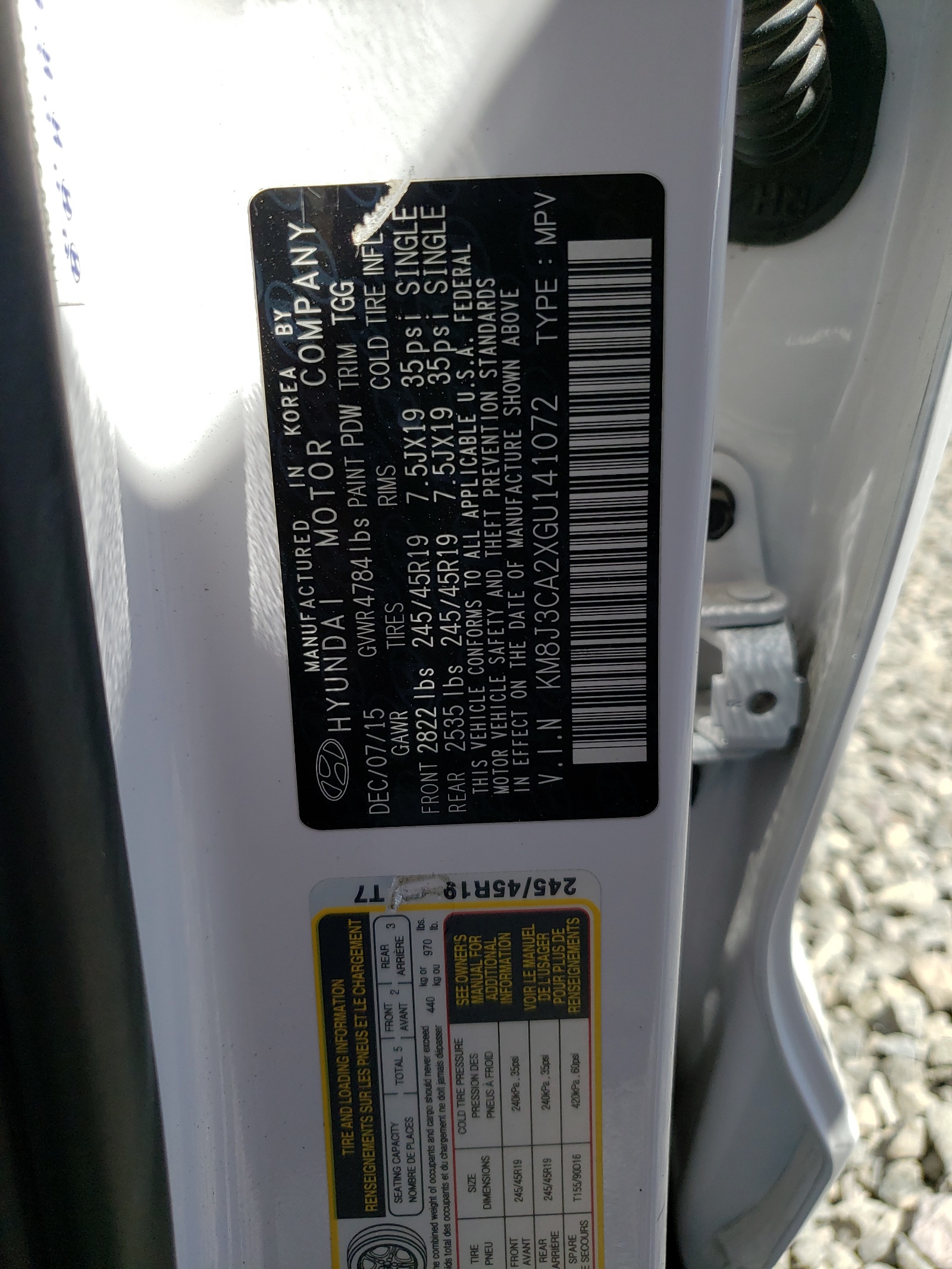 KM8J3CA2XGU141072 2016 Hyundai Tucson Limited