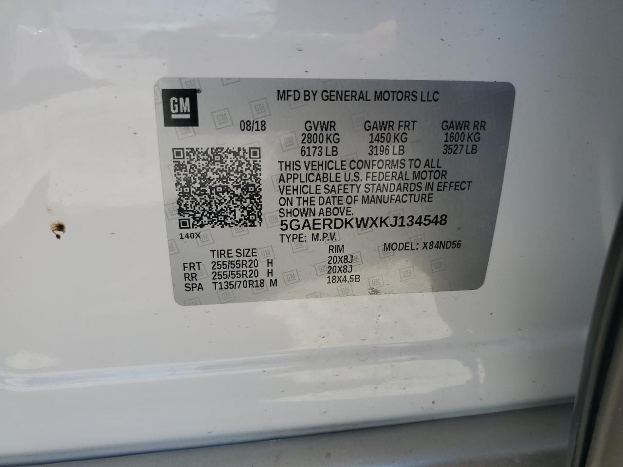 5GAERDKWXKJ134548 2019 Buick Enclave Avenir