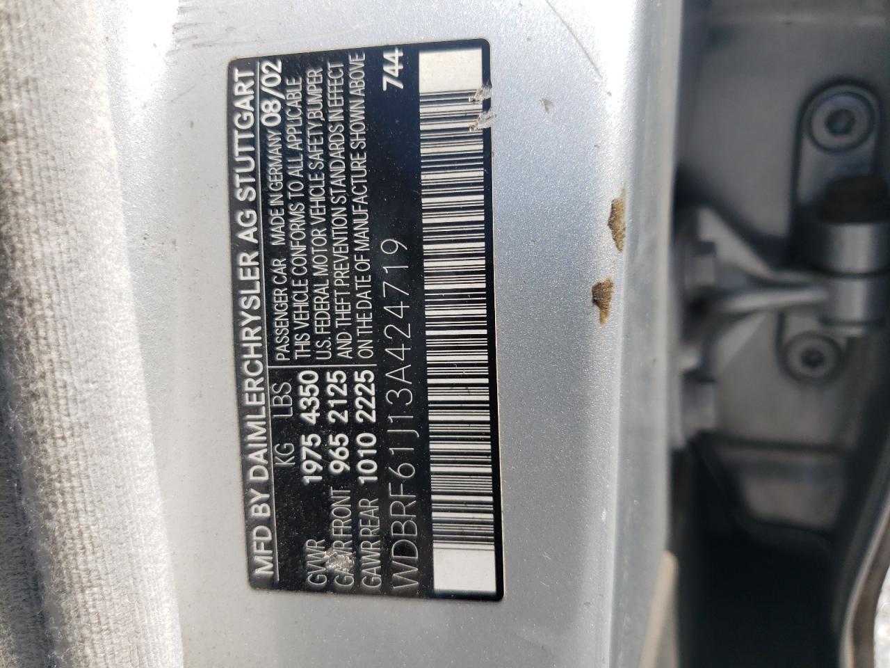 2003 Mercedes-Benz C 240 VIN: WDBRF61J13A424719 Lot: 66090674