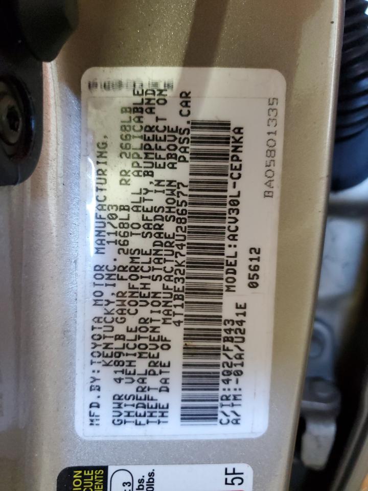 4T1BE32K74U286577 2004 Toyota Camry Le