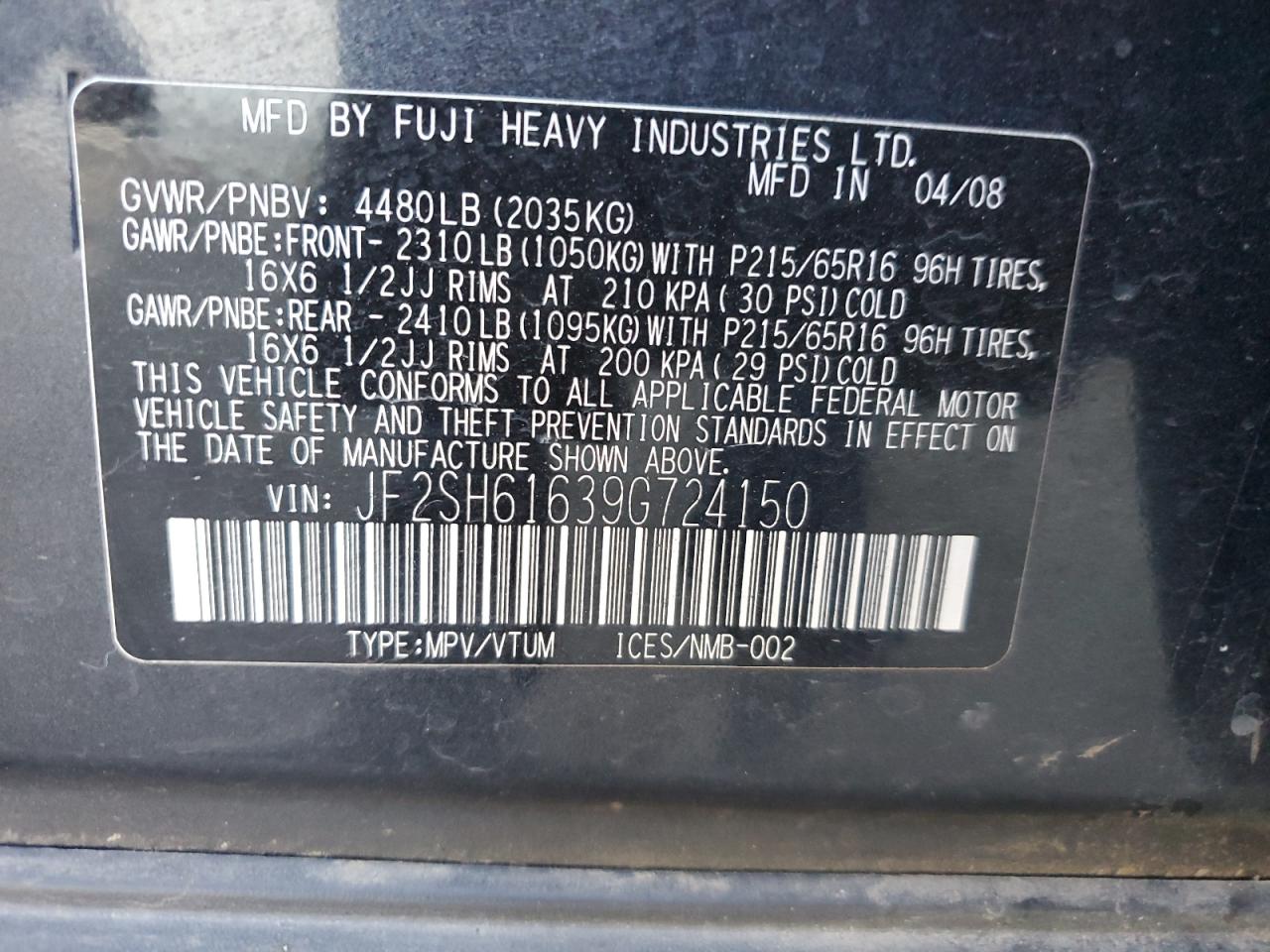 2009 Subaru Forester 2.5X VIN: JF2SH61639G724150 Lot: 68220534