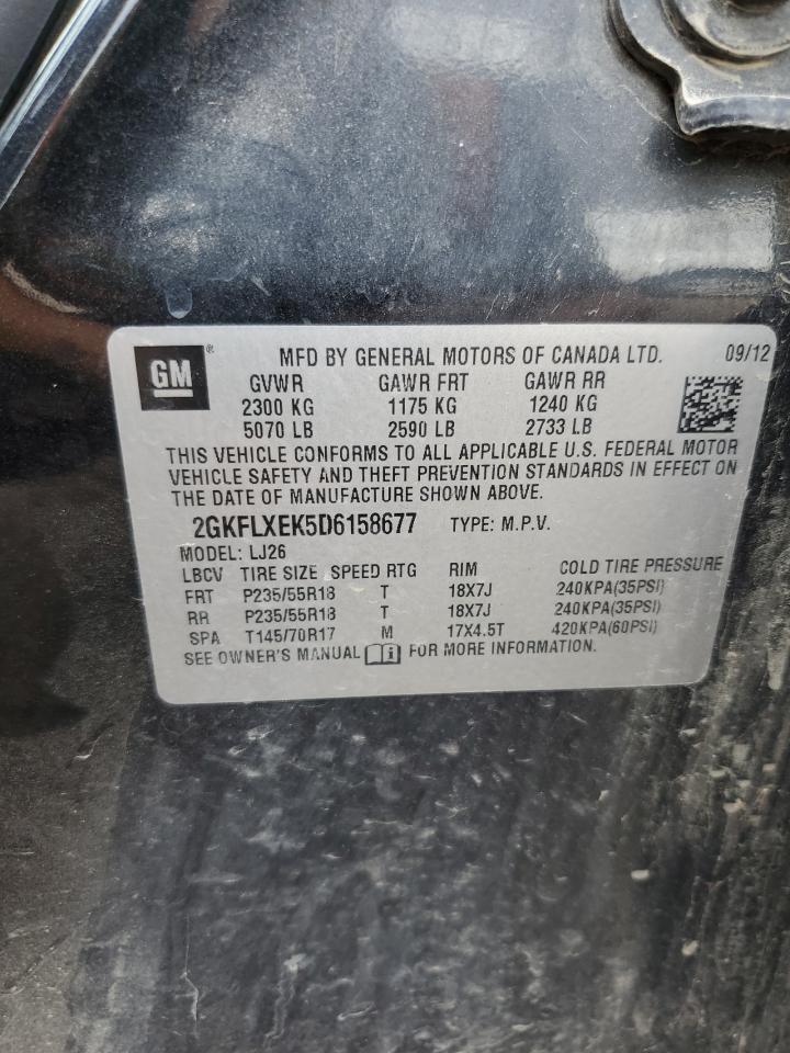 2013 GMC Terrain Slt VIN: 2GKFLXEK5D6158677 Lot: 67282904