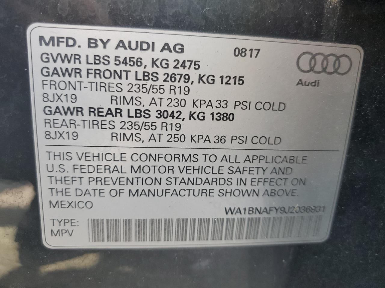 WA1BNAFY9J2036931 2018 Audi Q5 Premium Plus