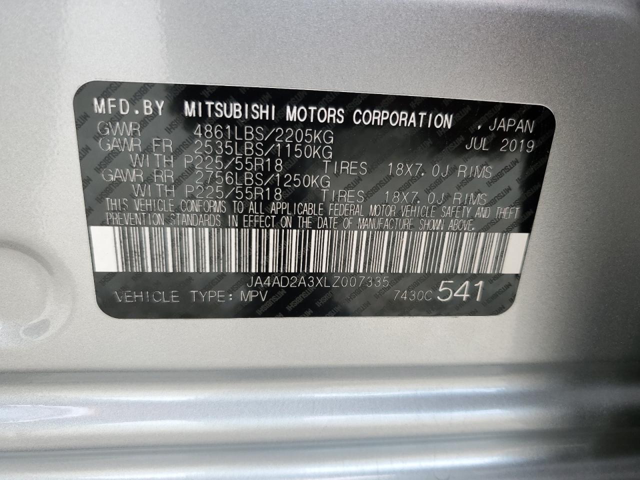 2020 Mitsubishi Outlander Es VIN: JA4AD2A3XLZ007335 Lot: 69108704