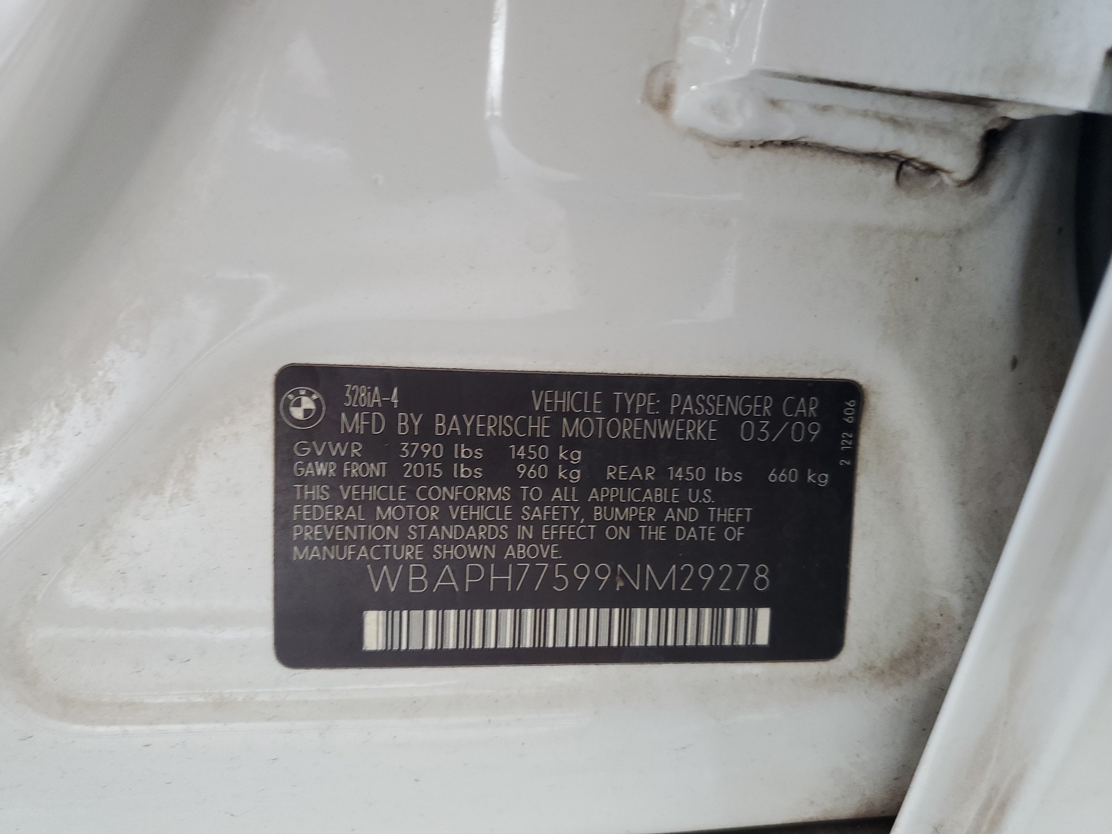 WBAPH77599NM29278 2009 BMW 328 I