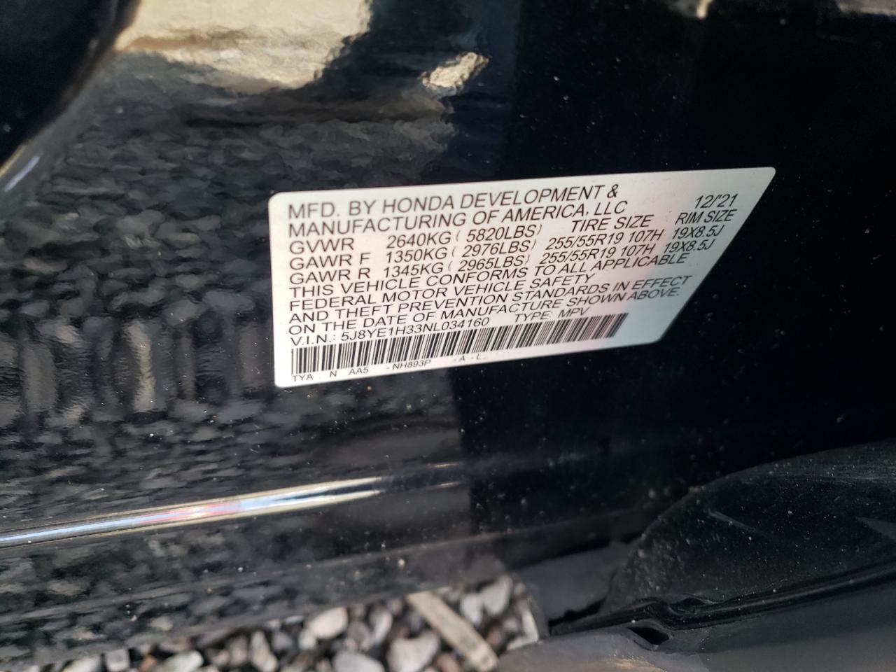 5J8YE1H33NL034160 2022 Acura Mdx